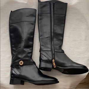 Tory Burch Tall Leather Riding Boots - Black
